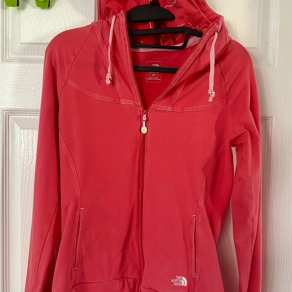 Women’s North Face Dark Coral Zip Hoodie Sz M